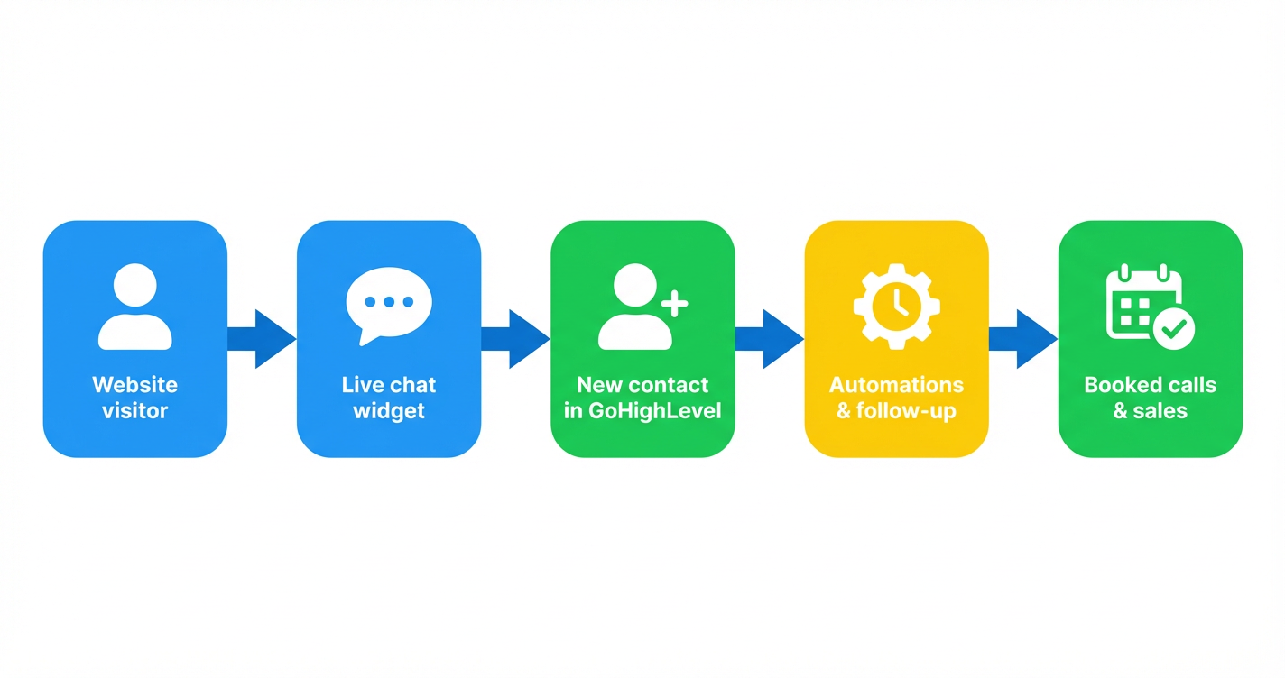 How the GoHighLevel live chat widget turns visitors into bookings